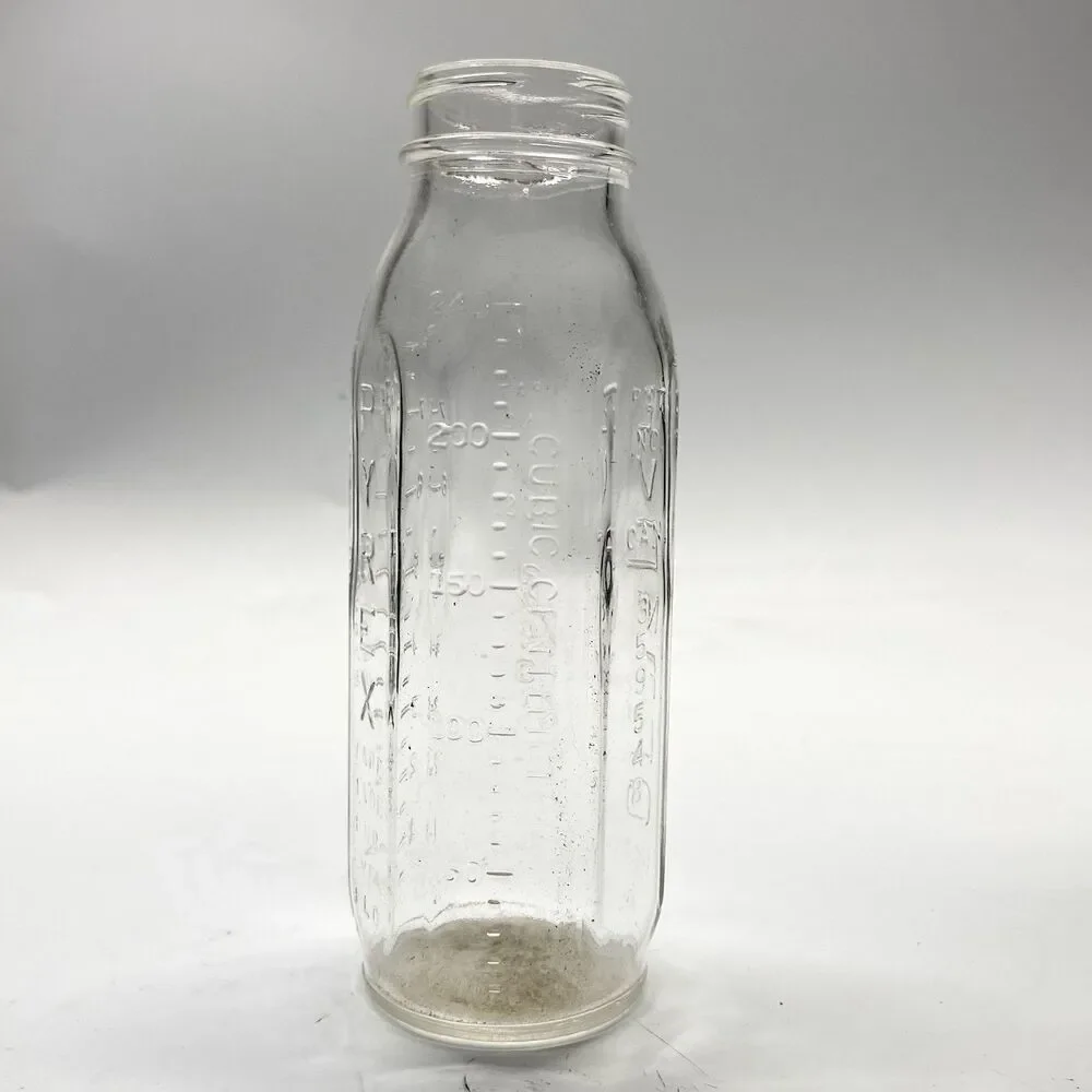 Vintage 1950s Evenflo Duluxe 8 oz Glass Baby Bottles Pyrex With Label Made USA